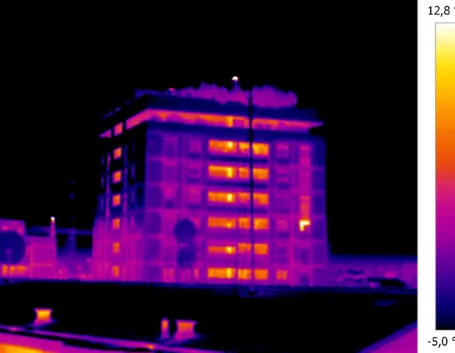 Immagine termografica di un palazzo