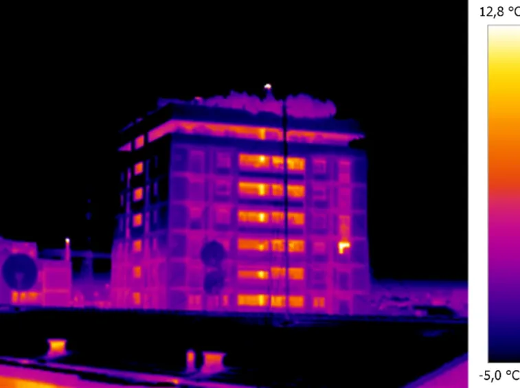 Immagine termografica di un palazzo
