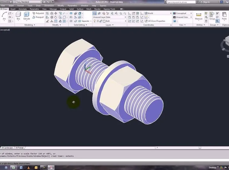 Realizzazione di un bullone dwg su Autocad