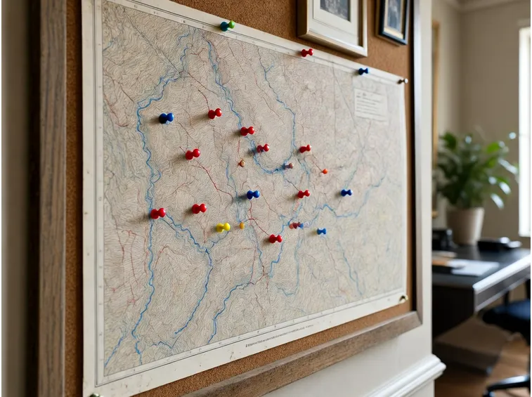 Uso di puntine su una mappa