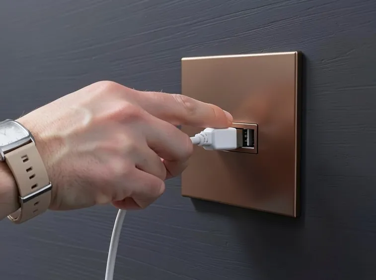 Una placca con presa usb