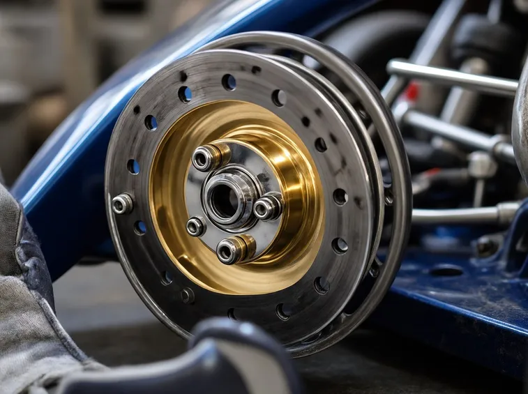 Particolare del mozzo di un kart da corsa