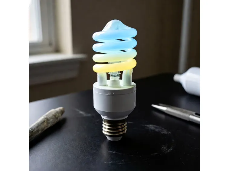Un modello di lampadina fluorescente