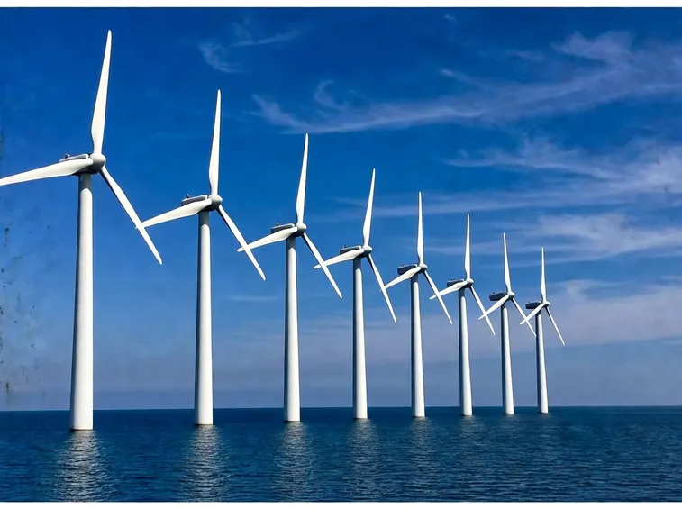 Una serie di turbini eolici