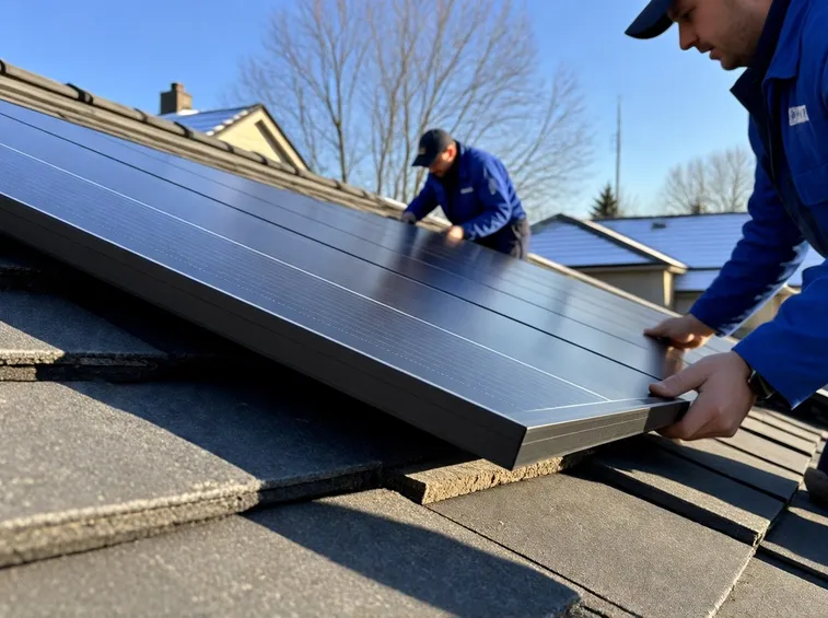 Tecnici installato pannelli fotovoltaici