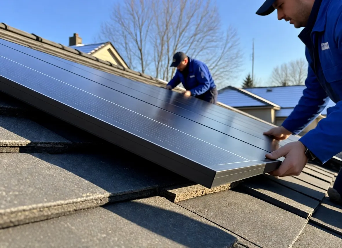 Tecnici installato pannelli fotovoltaici