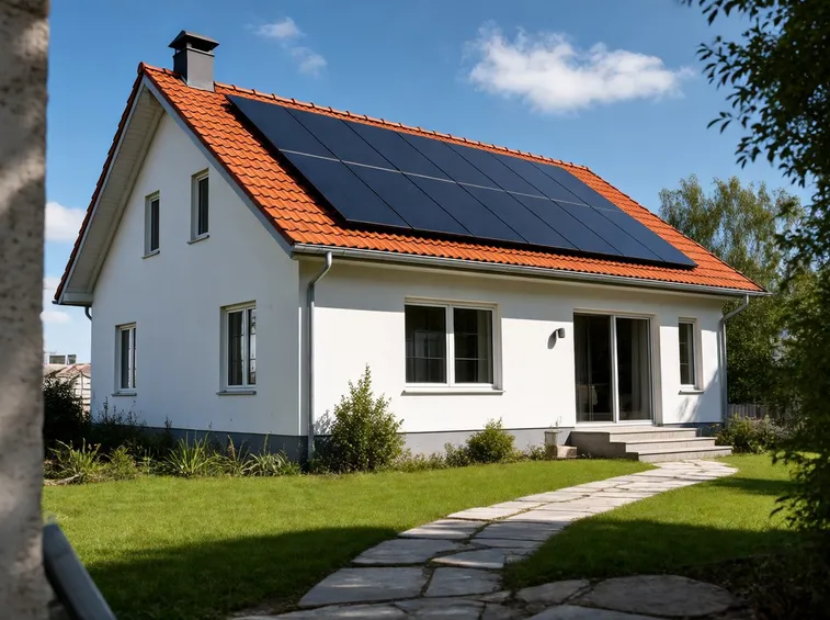 Pannelli fotovoltaici installati su casa esposta a Sud