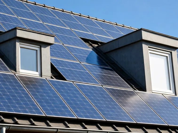 Tetto completamente coperto di pannelli fotovoltaici