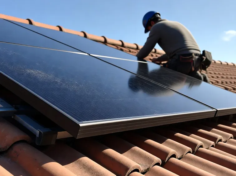 Operazioni di montaggio dei pannelli fotovoltaici