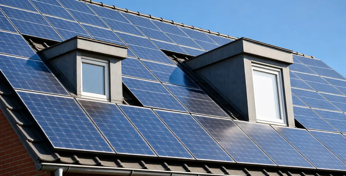 Tetto completamente coperto di pannelli fotovoltaici