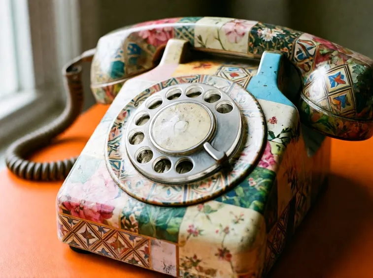 Telefono decorato con decoupage