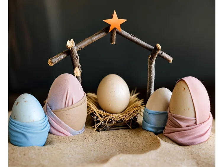 Un presepe fatto con le uova