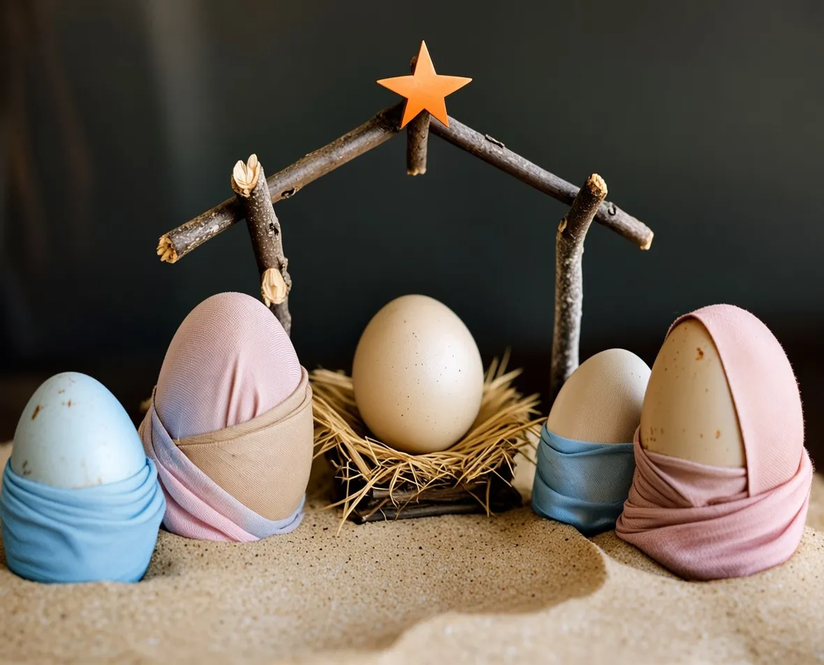 Un presepe fatto con le uova