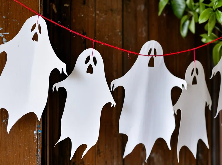 Decorazioni in carta appese ad un filo