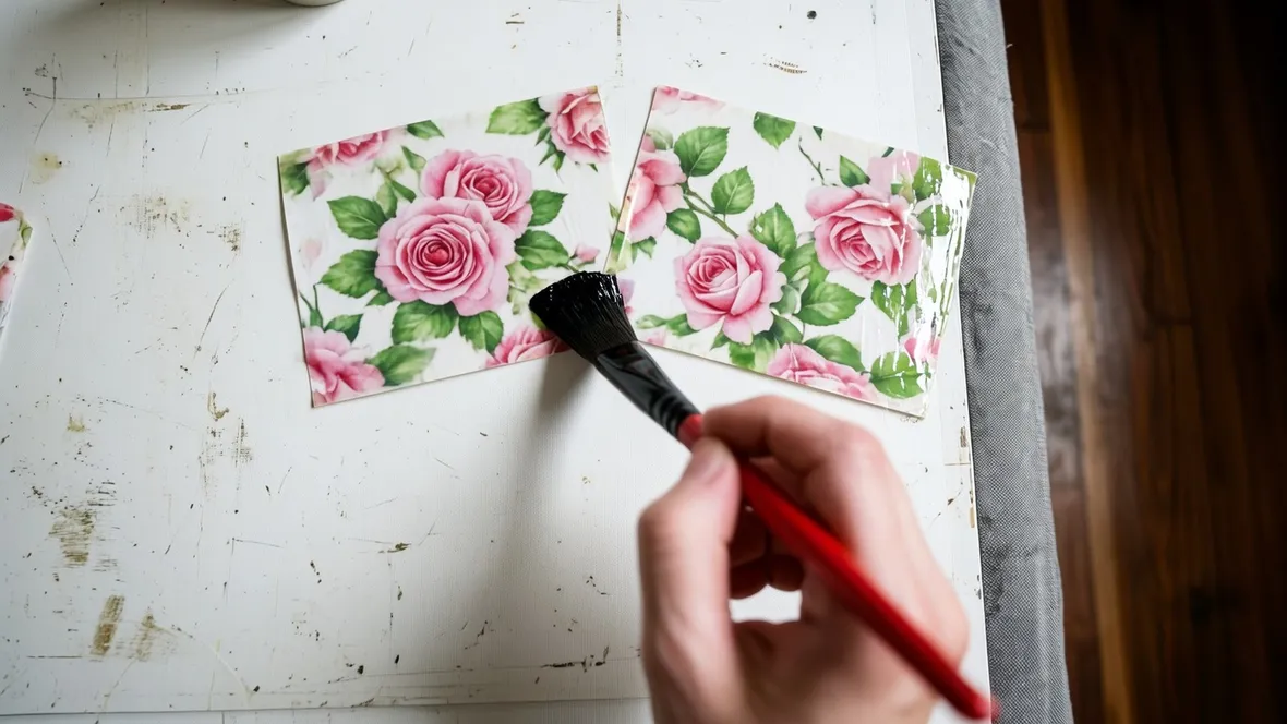 Realizzazione decoupage con decorazioni floreali