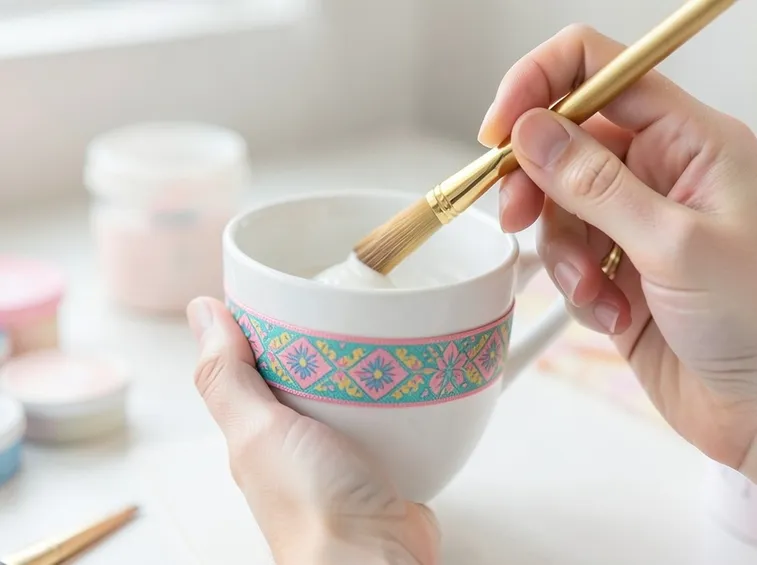 Tazza decorata con decoupage