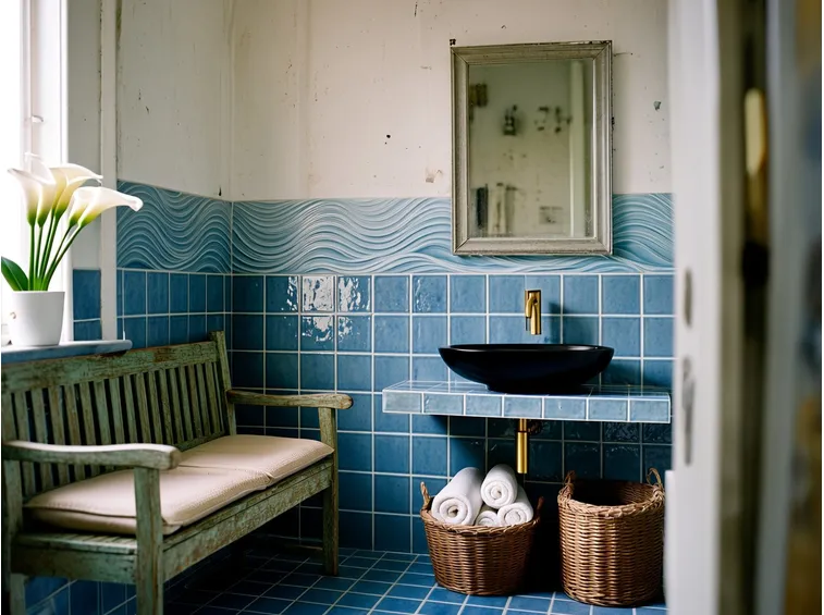 Bagno ceramiche azzurre Cerasarda