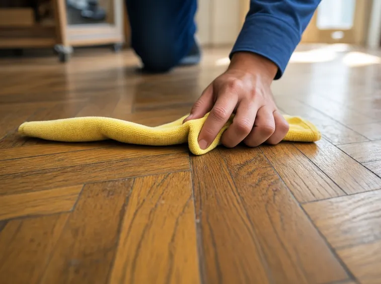 Pulizia del parquet utilizzando un panno morbido