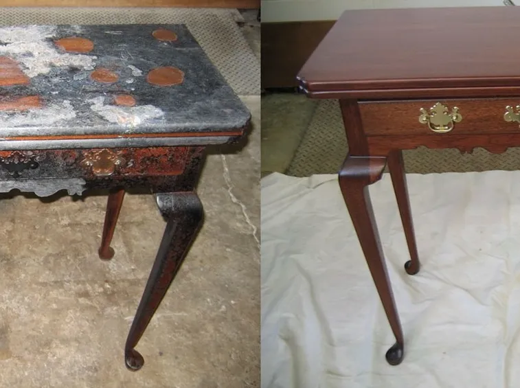 Un mobile prima e dopo il restauro