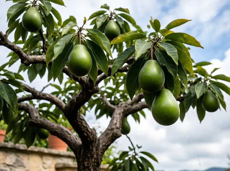 Pianta di avocado con frutti