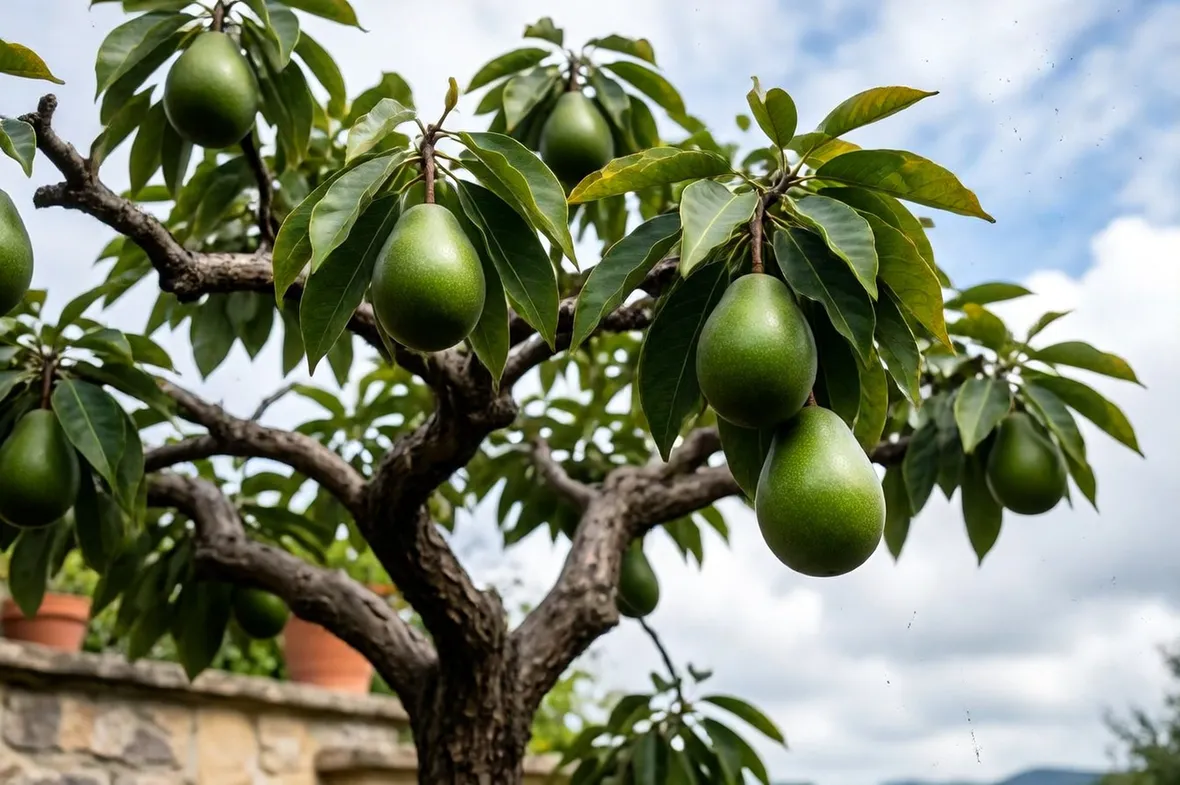 Pianta di avocado con frutti