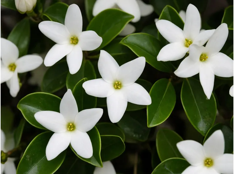 Fiori e foglie di Gelsomino rampicante