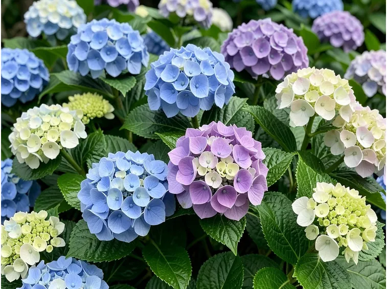 Ortensie blu in fiore