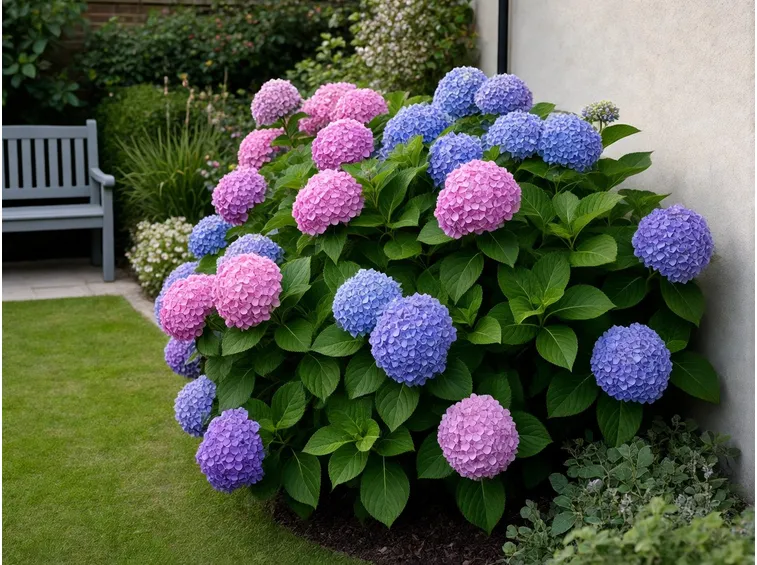 Un arbusto di ortensie