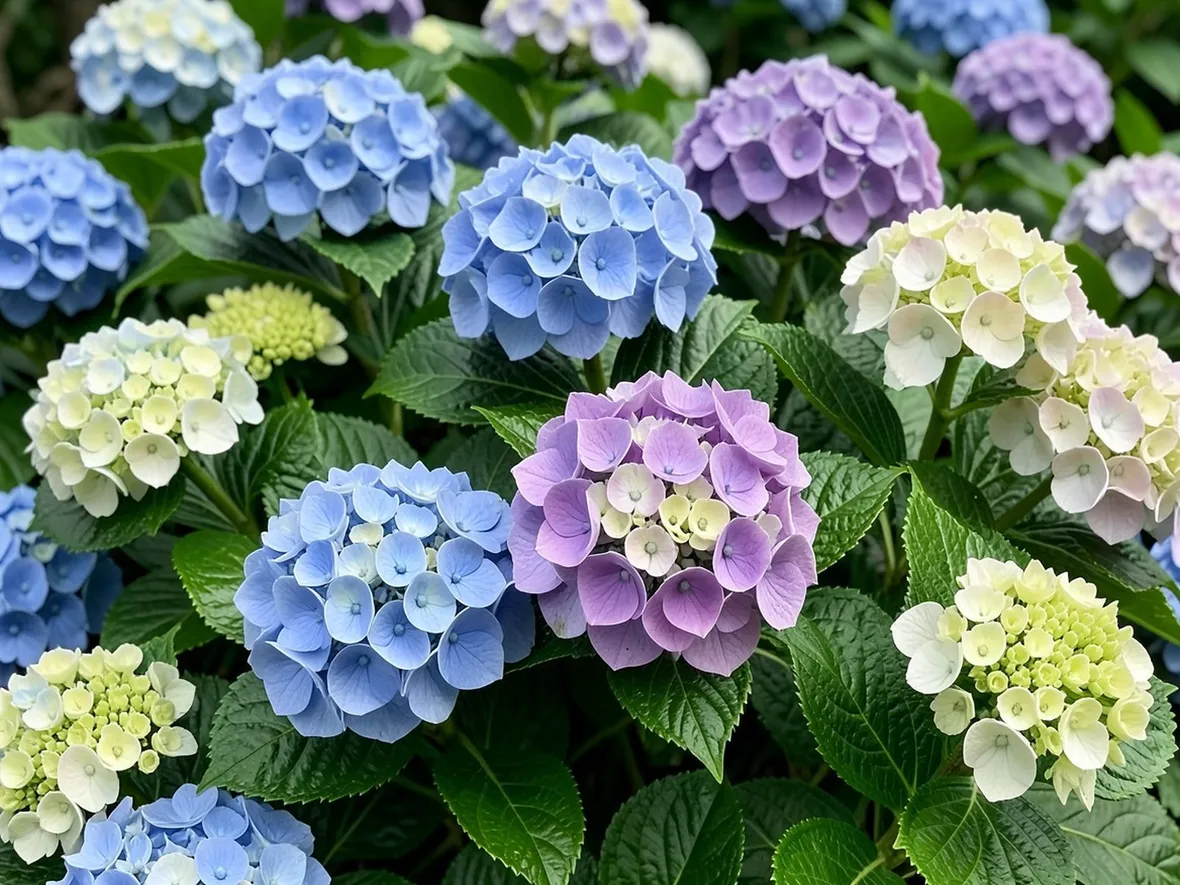 Ortensie blu in fiore