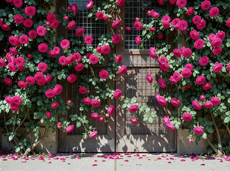 Rose rampicanti in fiore