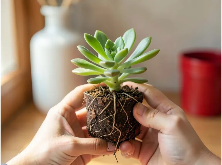 Succulenta che ha bisogno di rinvaso