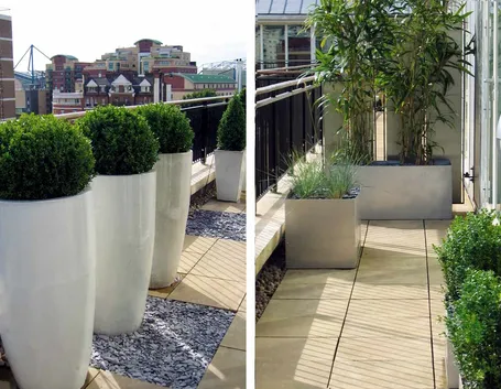Modelli di vasi per terrazzi in legno