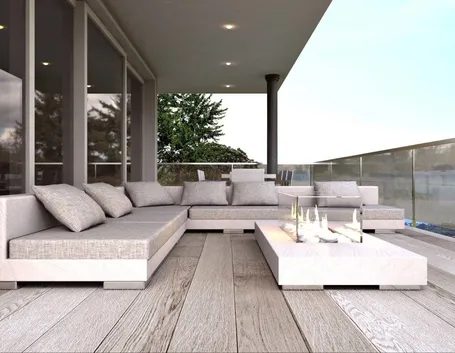 Terrazzo con bassi divani