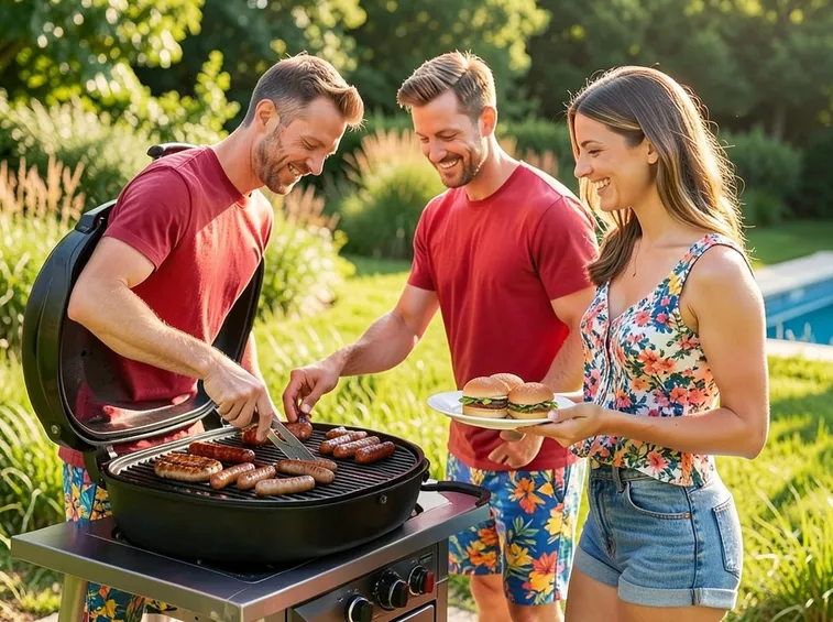 Modello barbecue a gas installato in giardino