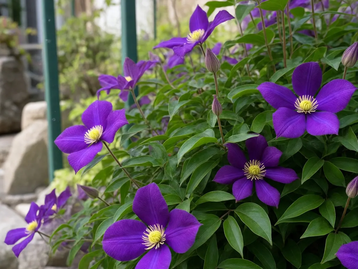 Rigoglioso cespuglio di Clematis