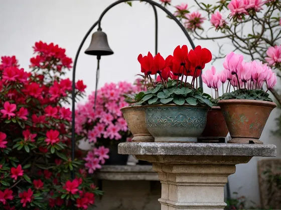 Ciclamini nei vasi del giardino