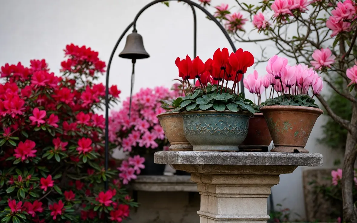 Ciclamini nei vasi del giardino