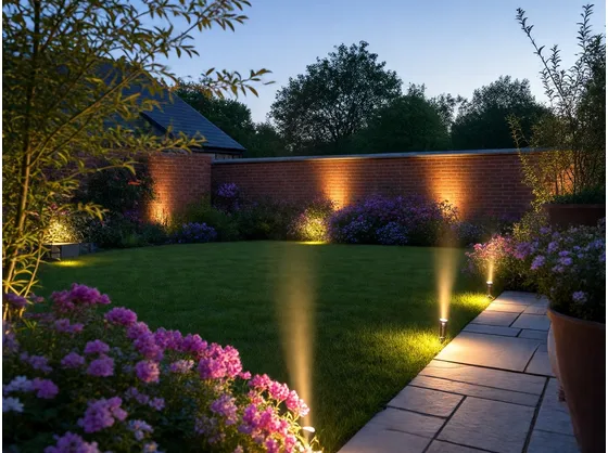 Illuminazione di un giardino con faretti