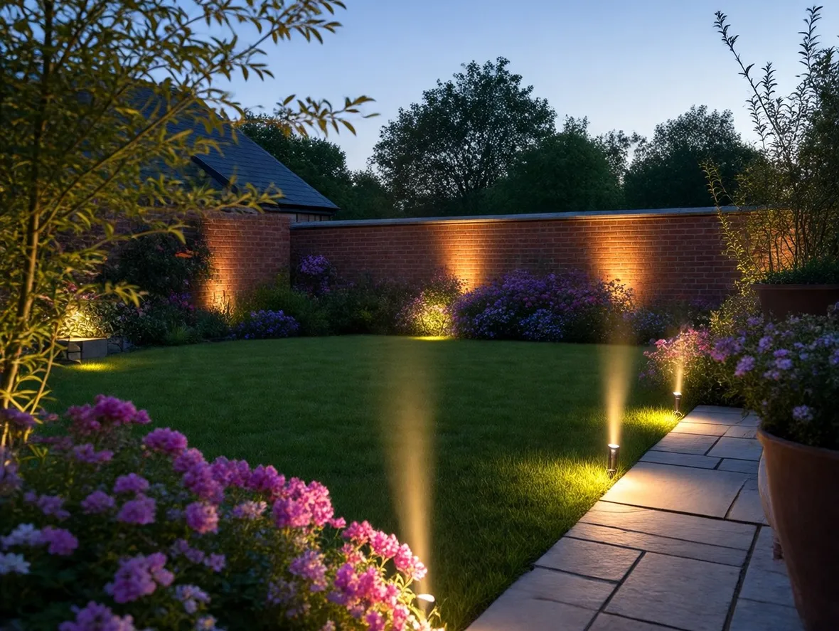 Illuminazione di un giardino con faretti