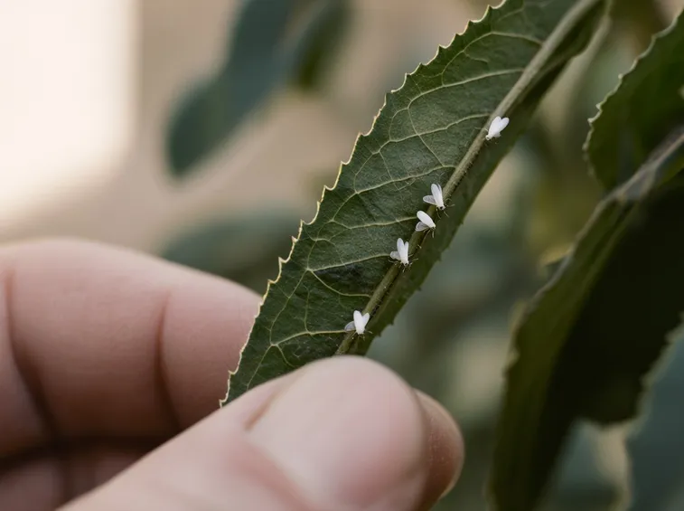 Mosca bianca su foglia