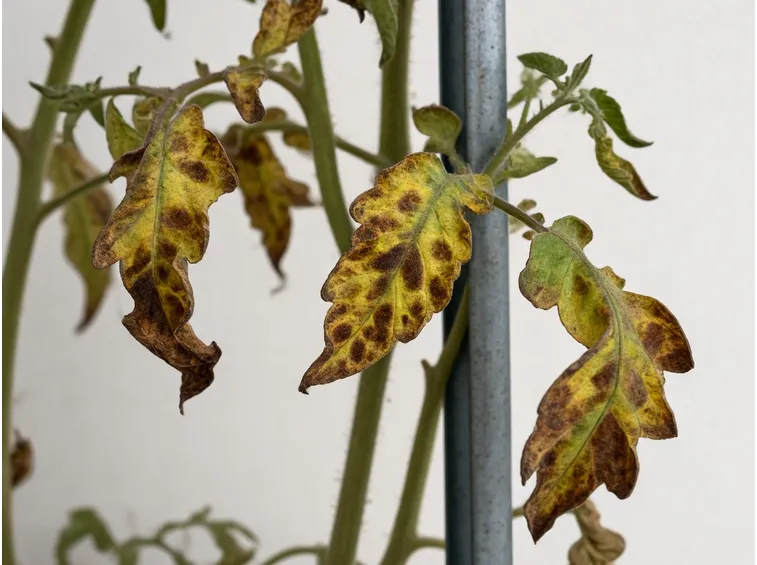 Sintomi della Peronospora su pomodori