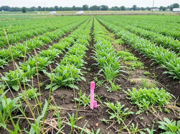 Campo con piante infestanti