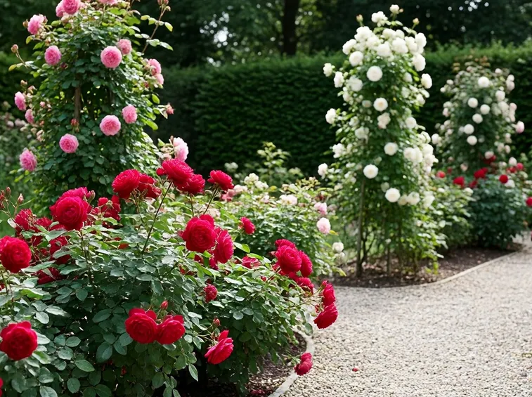 Arbusti di rose dai vari colori