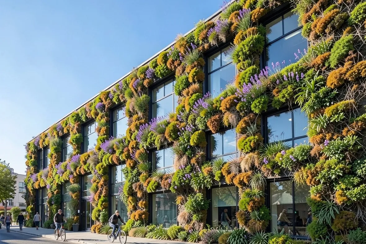 Parete verde su un edificio