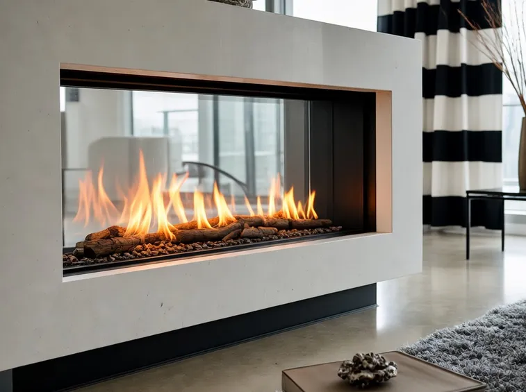 Caminetto bifacciale a bioetanolo