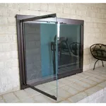 Caminetto con porta in vetro