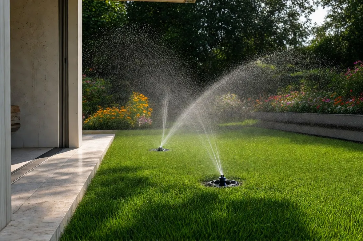 Giardino con irrigazione automatica