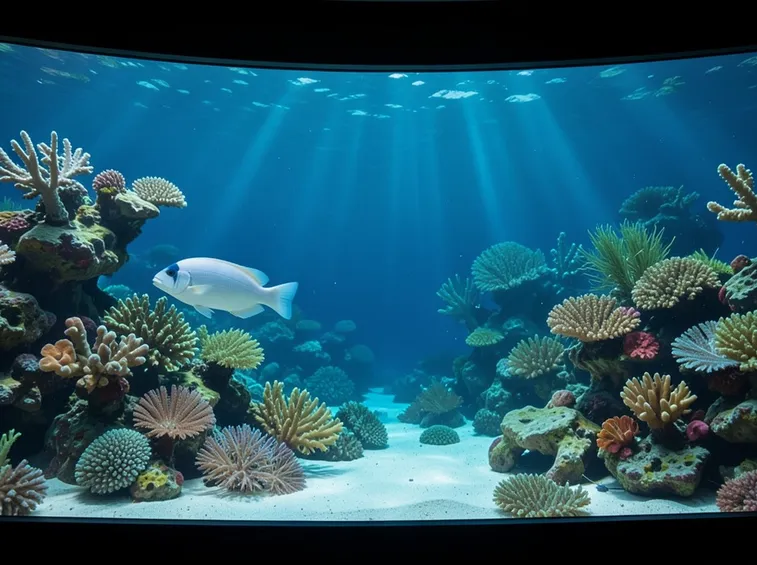 Acquario con pesci e coralli