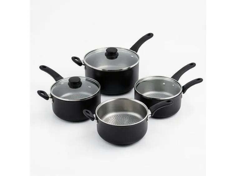 Batteria di pentole essenziale in acciaio inox.