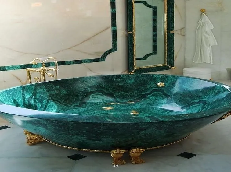 Vasca tondeggiante per due in verde malachite
